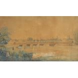 Münchner Maler um 1820/30: Blick über die Isar.Aquarell, weiß gehöht, unsigniert. 40 x 75 cm,