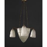 Art-déco-Deckenlampe, MULLER FRÈRES.Frankreich. Ab 1920. Gemarkt mit "Muller Freres Luneville".