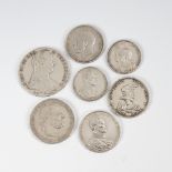 7 Münzen Preußen, Österreich, Großbritannien.3 Mark Preußen 1918 und 2 Mark Preußen 1913, Kaiser