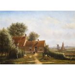 JONGH, Oene Romkes de (1812 Makkum - 1896 Amsterdam):"Holländischer Bauernhof".Öl auf Leinwand,