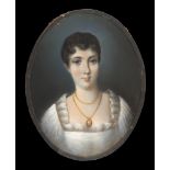 Bildnismaler um 1800: Frauenporträt.Pastell, unsigniert. 67 x 54 cm, verglast, ungerahmt. Bildnis