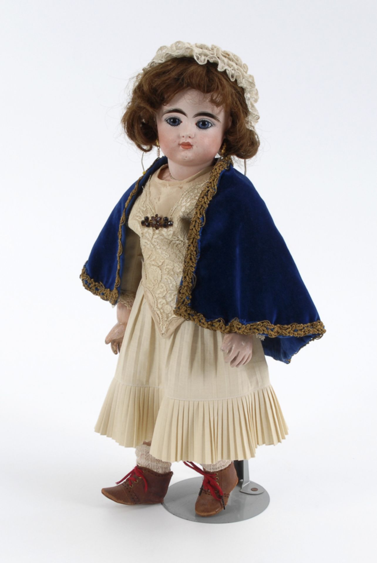 Französische Porzellankopfpuppe, GAULTIER.Um 1880. Gemarkt: "FG". L 46 cm. Kurbelkopf aus - Bild 2 aus 6