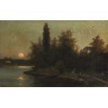 AHLSTEDT, Frederik: Vollmond über dem Fluss.Öl/Leinwand, links unten signiert/datiert: (19)72. 42