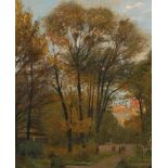 TARNOGROCKI: Park.Öl/Leinwand/Karton, links unten signiert. 47 x 38 cm, Goldrahmen 57 x 49 cm.