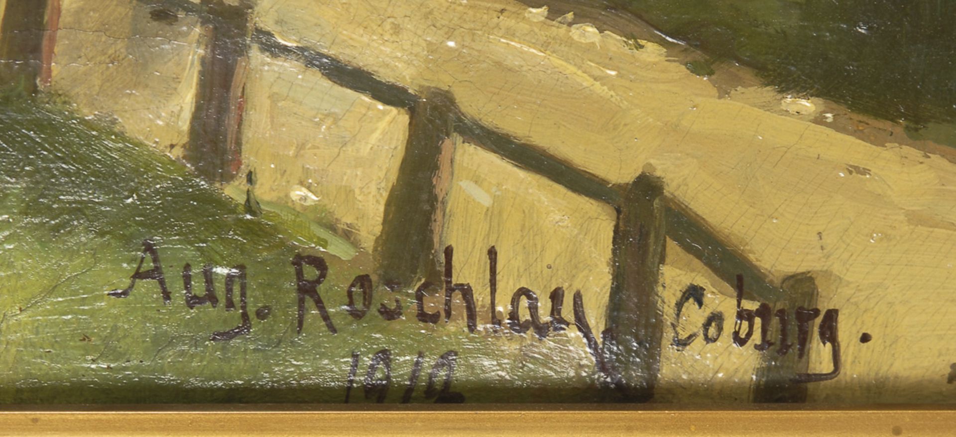ROSCHLAU, August: Thüringer Landschaft.Öl/Leinwand, rechts unten signiert/datiert: 1919 mit Zusatz - Image 3 of 3
