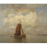 VAN WANING, Cornelis Anthonij: Fischerboote vor dem Hafen.Öl/Leinwand, rechts unten signiert. 47 x