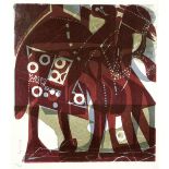 GRIESHABER HAP (1909 Roth - 1981 Reutlingen):"Kamel mit Schabracke".Farbholzschnitt, signiert,