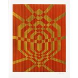 HEINECKE, Hajo: OP-Art-Relief.Collage aus Reliefkarton, Bleistiftsignatur, Blatt 52 x 41 cm. Op-