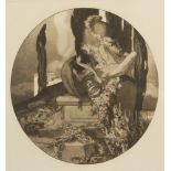 BAYROS, Franz von: Erotische Szene.Aquatinta oder Heliogravure, Platte 37,5 x 33,5 cm, verglast