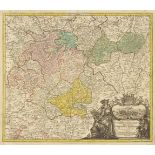Landkarte des Fürstentums Sachsen-Gotha-Altenburg - Johann Baptist Homann.Kolorierter Kupferstich,