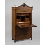 Louis-Philippe-Schreibschrank.Um 1860. Nussbaum und Maserholz furniert. 184 x 94 x 50 cm. 4-