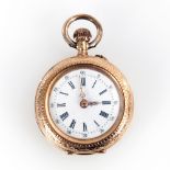 Kleine goldene Damentaschenuhr.Um 1890. 585 gepunzt, Schweizer Beschauzeichen, Feingehaltsstempel,