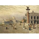 MUCHA, Paul: Venedig Piazzetta mit Blick zu Santa Maria della Salute.Öl/Leinwand, rechts unten