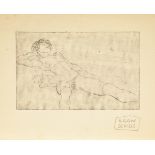 SCHIELE, Egon: Liegender weiblicher Akt.Radierung, Bleistiftsignatur, verso Galerie-Stempel,