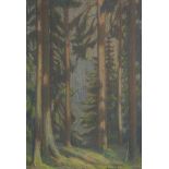 HUTH, Franz: Waldinneres.Pastell, rechts unten signiert. 42 x 31 cm, verglaster Goldstuckrahmen 57 x