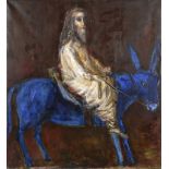 MEDVEDEV, Andrei: Selbstporträt als Christus auf dem Esel.Öl/Leinwand, links unten monogrammiert,