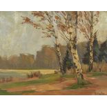 SIEKE, K.: Sonnige Herbstlandschaft.Öl/Malkarton, rechts unten signiert, 20. Jh. 39 x 50 cm,