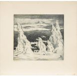 BIRNSTENGEL, Richard: "Verschneite Bäume".Radierung, Bleistiftsignatur, betitelt, Platte 20 x 22 cm,
