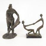 WÜPPER, Heinz Detlef: 2 Figurengruppen.Größere Gruppe Bronze patiniert, bezeichnet; kleinere wohl