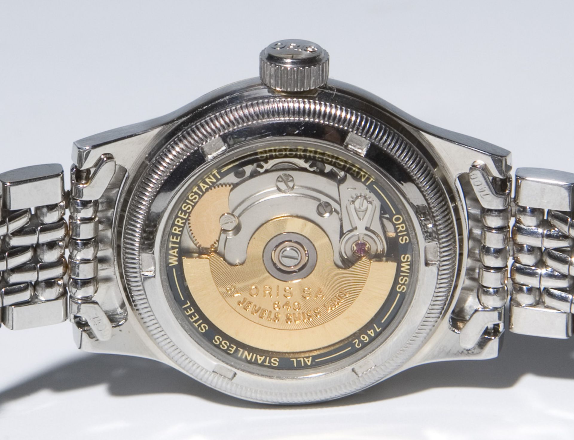 Oris-Automatik-Armbanduhr.Edelstahl, partiell goldfarben beschichtet, Zifferblatt, Werk,Armband - Bild 2 aus 2