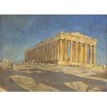 XENOS, Nikos: Die Akropolis in Athen.Öl/Malkarton, rechts unten signiert/datiert: 1941. 34 x 49