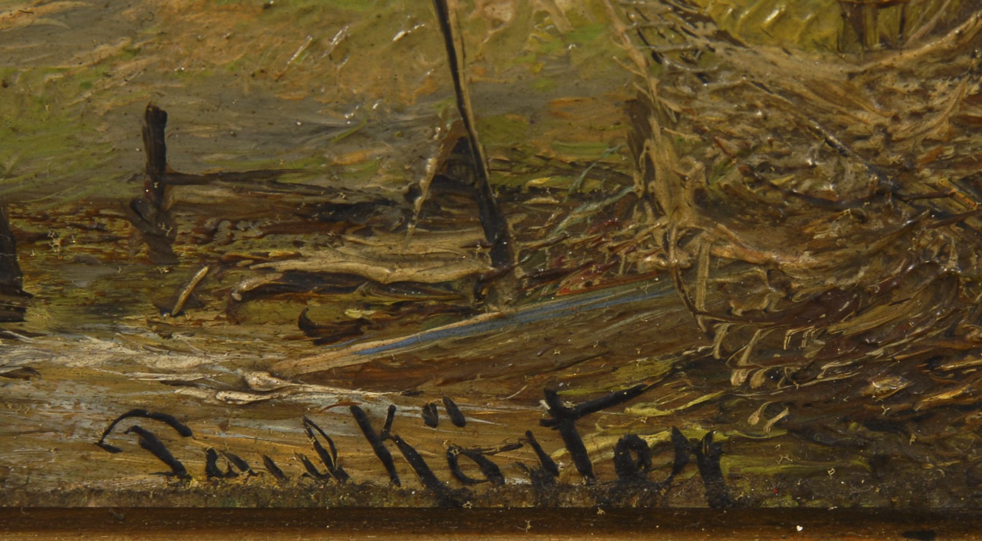 KÖSTER, Paul: Kanallandschaft mit Segler.Öl/Holz, rechts unten signiert. 14 x 20 cm, ajour - Bild 3 aus 3