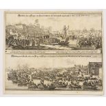 Ansicht von London.Kupferstich, Platte 32 x 39,5 cm, Passepartout 46 x 56 cm. 2 detailreiche