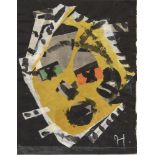 HUSSEL, Horst: Ohne Titel.Collage, Monogramm, Blatt 19 x 15 cm. Abstrakter Kopf.■ Horst Hussel (1934