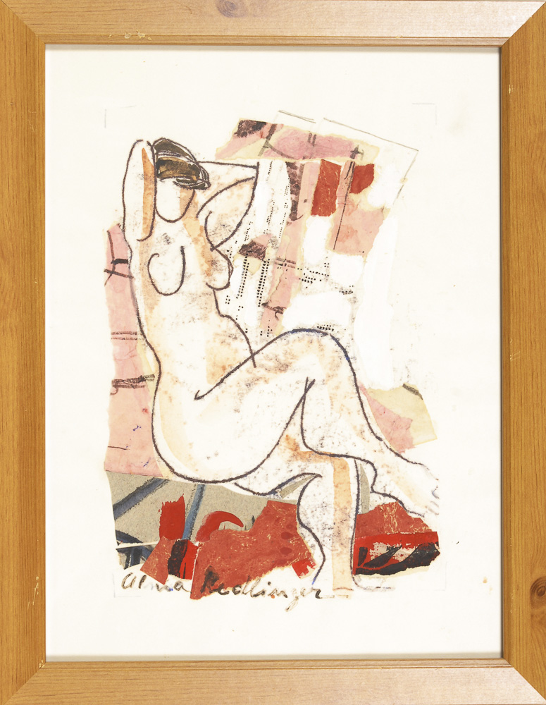REDLINGER, Alma: Sitzender weiblicher Akt.Collage, Stiftsignatur, Ansicht 32 x 21 cm, verglast und - Image 2 of 3