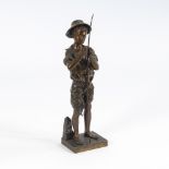 LAVERGNE, Adolphe Jean: Der Angler.Bronze patiniert, bezeichnet, auf der Bronze-Plinthe
