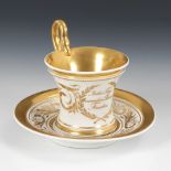 Freundschaftstasse, KPM BERLIN.Zeptermarke, um 1810. Goldstaffiert. H Tasse 10,5 cm, ø originale