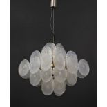Außergewöhnliche Deckenlampe, CARL NASON.Murano/Italien, 20. Jh. Glas und Nickel. 45 x 45 x 45 cm.