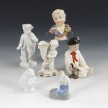 6 Porzellanfiguren.Verschieden gemarkt (u.a. Meissen, KPM Berlin, Metzler & Ortloff), überwiegend20.