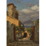 WUTTKE, Carl: Sorrento mit Blick zum Vesuv.Öl/Leinwand/Holz, links unten signiert/datiert: 1882,