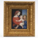 Hochwertige Miniatur: Madonna della Tenda nach Raphael.19. Jh. Tempera/Papier, verso auf dem