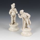 2 Fayence-Figuren der Commedia dell'arte, ESTE CERAMICHE PORCELLANE.Italien, 19. Jh. Blaue