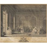 Galante Szene: "L'Assemblé au Salon" - Francois Dequevauviller.Kupferstich, 1783, Platte 39 x 48 cm,
