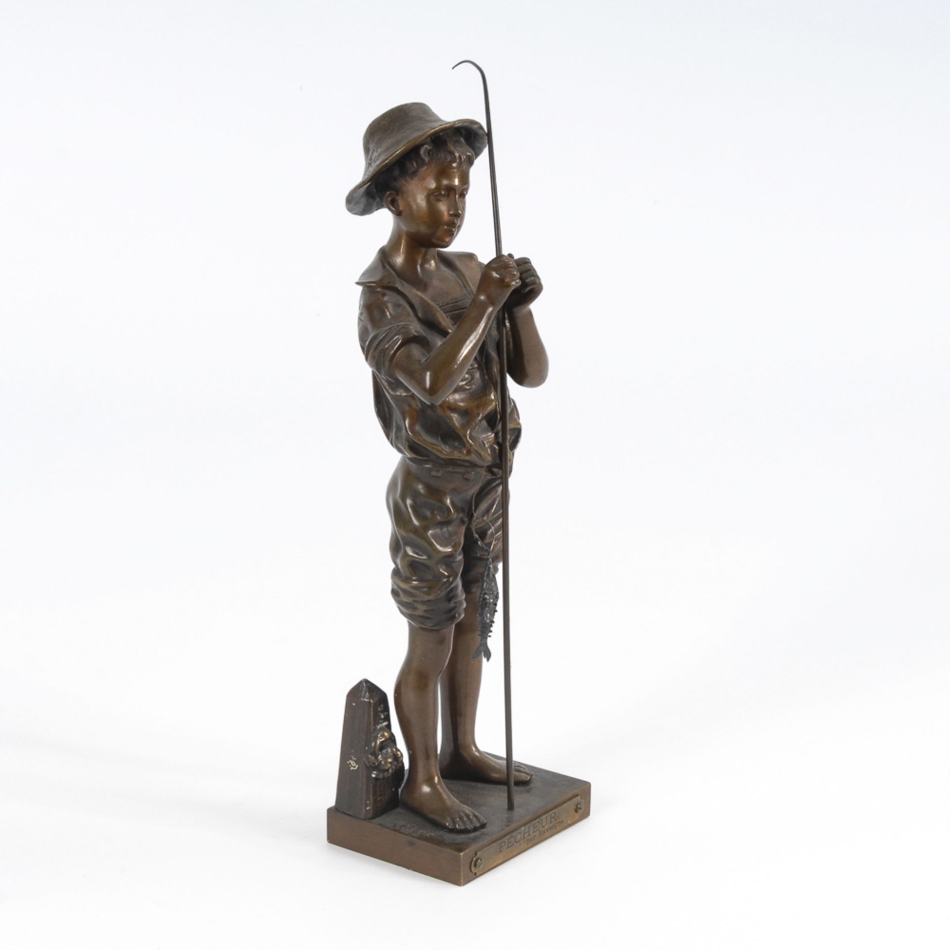 LAVERGNE, Adolphe Jean: Der Angler.Bronze patiniert, bezeichnet, auf der Bronze-Plinthe - Bild 4 aus 7