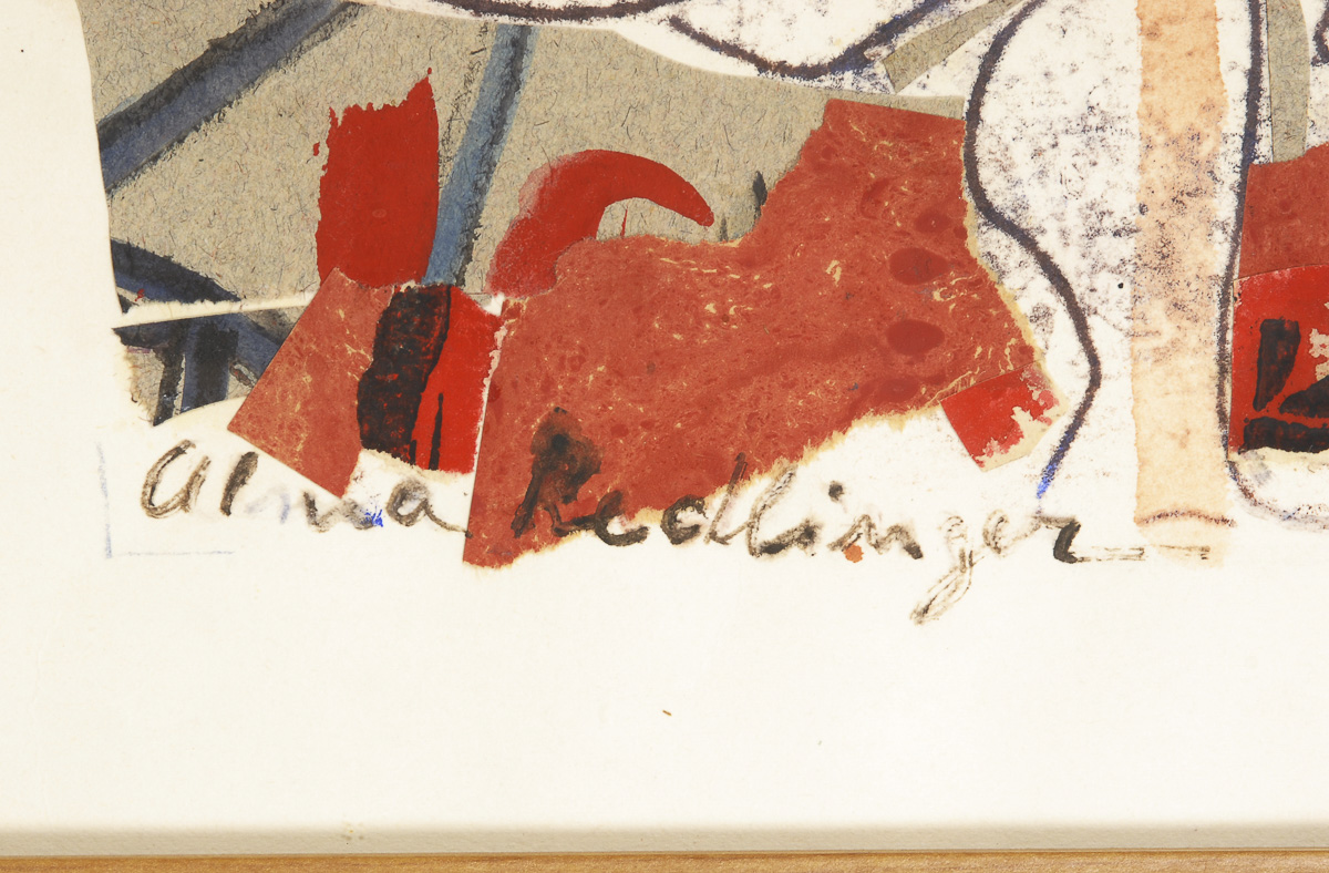 REDLINGER, Alma: Sitzender weiblicher Akt.Collage, Stiftsignatur, Ansicht 32 x 21 cm, verglast und - Image 3 of 3
