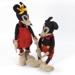 Micky- und Minnie-Maus.Ungemarkt, Hersteller nicht bekannt. Filz und Samtvelours. L 60/62 cm. Großes