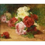 JEANNIN, Georges: Blumenstillleben mit Rosen.Öl/Leinwand, rechts unten signiert. 29 x 35,5 cm,