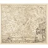 Landkarte der Umgebung um Erfurt - Johann Baptist Homann.Kupferstich, Platte 49,5 x 58,5 cm, Blatt