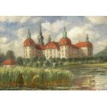 BECKERT, Fritz: Schloss Moritzburg.Öl/Leinwand, mittig unten signiert/datiert: (19)19. 16 x 23 cm,