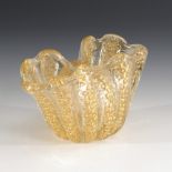 Vase "Cordonato d'oro", BAROVIER & TOSO.Um 1950. Farbloses Glas mit Luftblasen- und