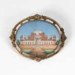 Miniatur: Palast-Ansicht.19. Jh. Tempera/Elfenbein(?). 4,5 x 6 cm, verglaster Messing-Rahmen