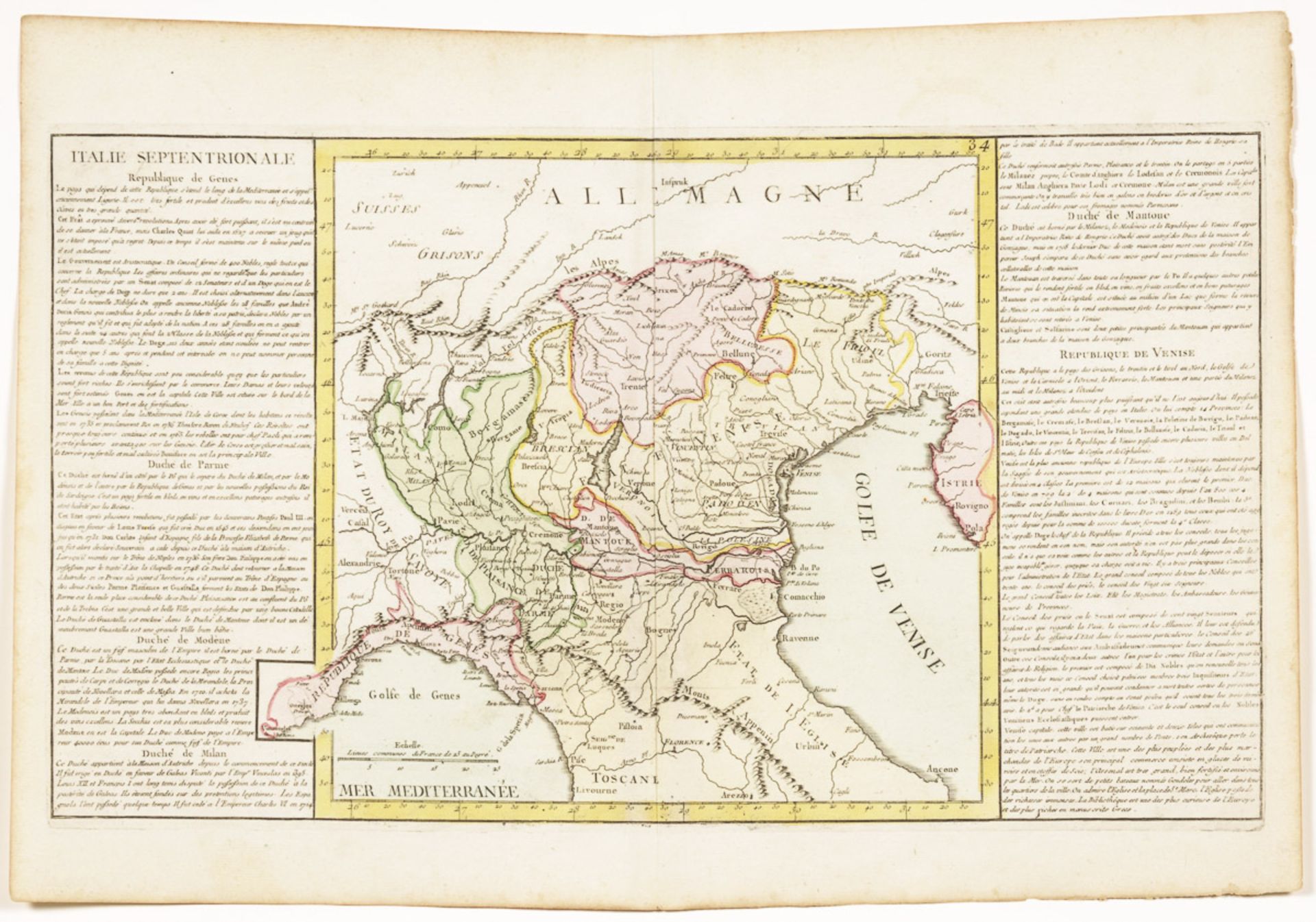 3 Landkarten von Italien - Jean-Baptiste Louis Clouet.Kolorierte Kupferstiche, um 1760, Blatt je ca.