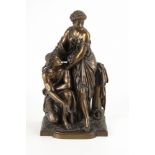 AIZELIN, Eugene Antoine: Schäferpaar in Arkadien.Bronze patiniert, bezeichnet. H 56 cm.