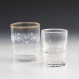 2 Walzenbecher.Um 1800/20. Farbloses Glas. 1x Zylinderform mit Kerb-, Steinel- und
