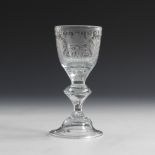 Barockes Kelchglas mit Monogramm.THÜRINGEN, 2. Hälfte 18. Jahrhundert. Farbloses Glas;