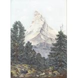 PIPPEL, Otto: Blick zum Matterhorn.Öl/Leinwand, rechts unten signiert. 70 x 50 cm, Silberrahmen 80 x